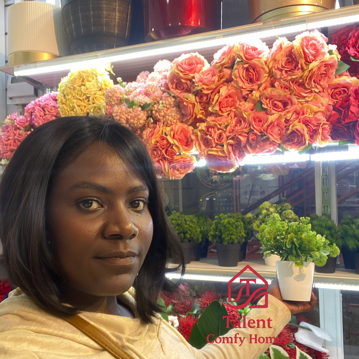 Artificial Potted Flowers – Lifelike Home Decor displayed in a cozy modern African home interior.