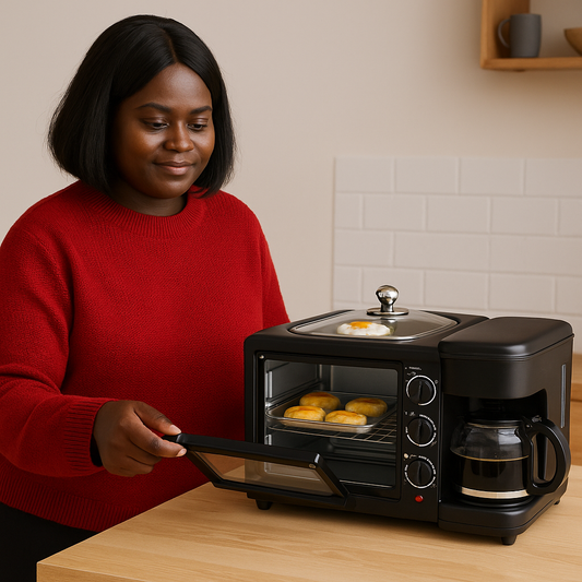 Hoffmans 3-in-1 Breakfast Maker – Oven, Coffee Machine & Frying Pan (12 L / 1 L)