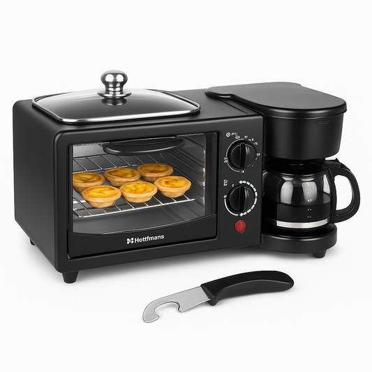 Hoffmans 3-in-1 Breakfast Maker – Oven, Coffee Machine & Frying Pan (12 L / 1 L)