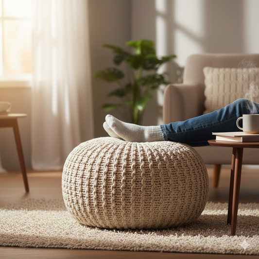 Knitted Pouf Ottoman – Cozy Seating & Decor