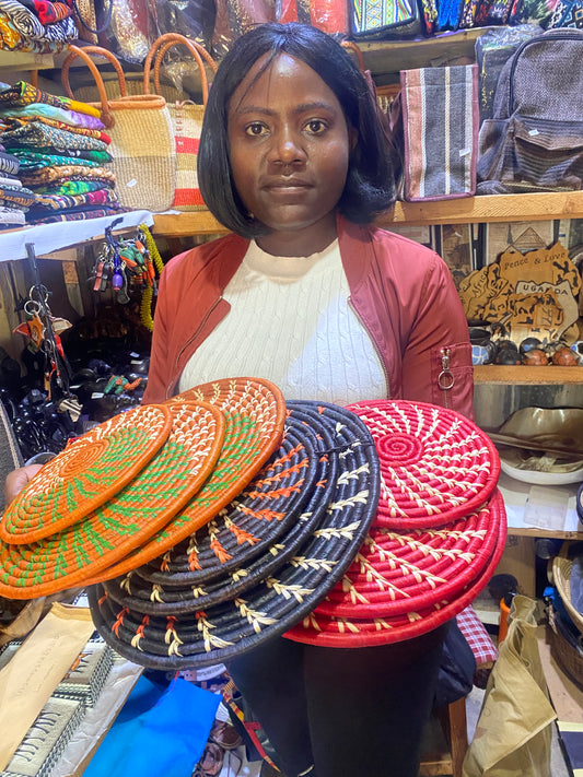 African Woven Wall Art Mats – Handmade Home Décor (3 pc set)