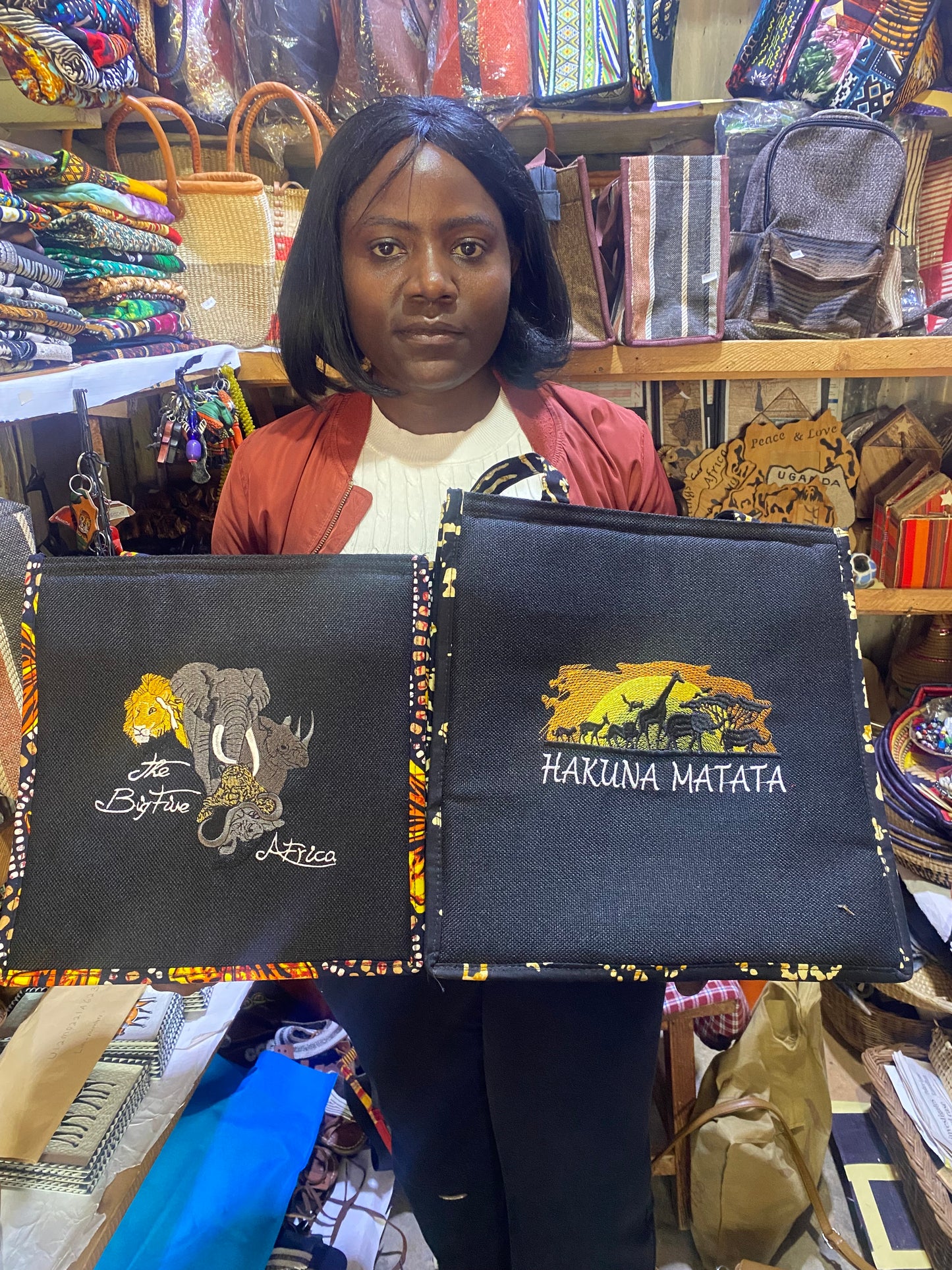 Handmade “Pearl of Africa” Collection displayed in a cozy modern African home interior.