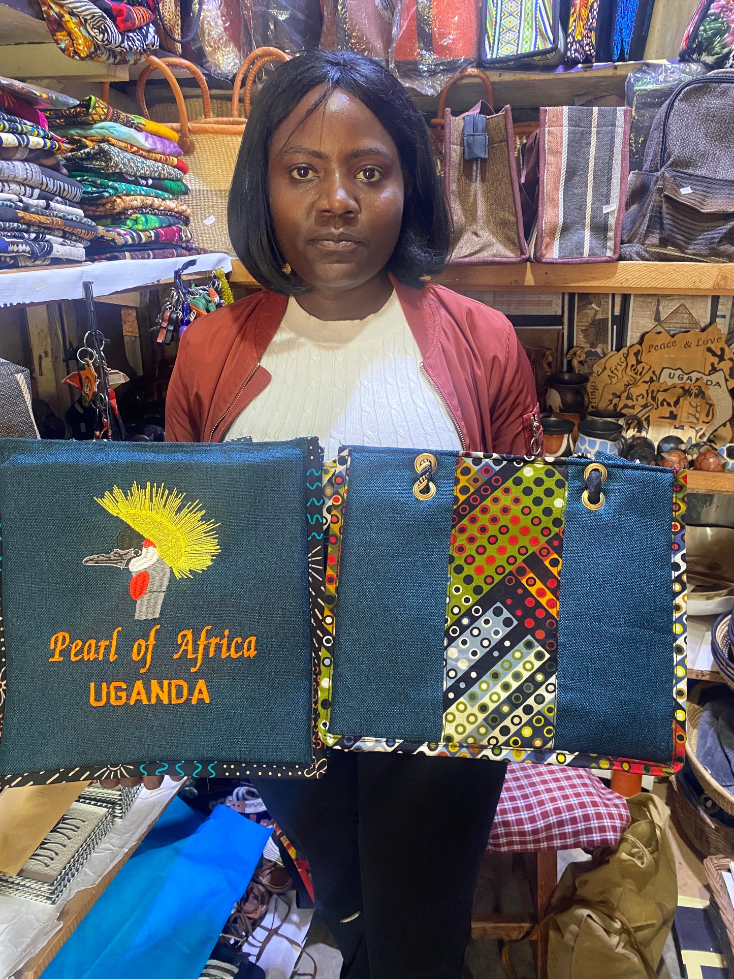 Handmade “Pearl of Africa” Collection displayed in a cozy modern African home interior.