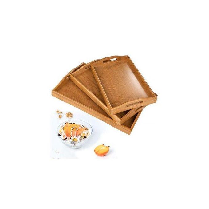 Wooden Serving Tray - Elegant & Durable (3 Set)