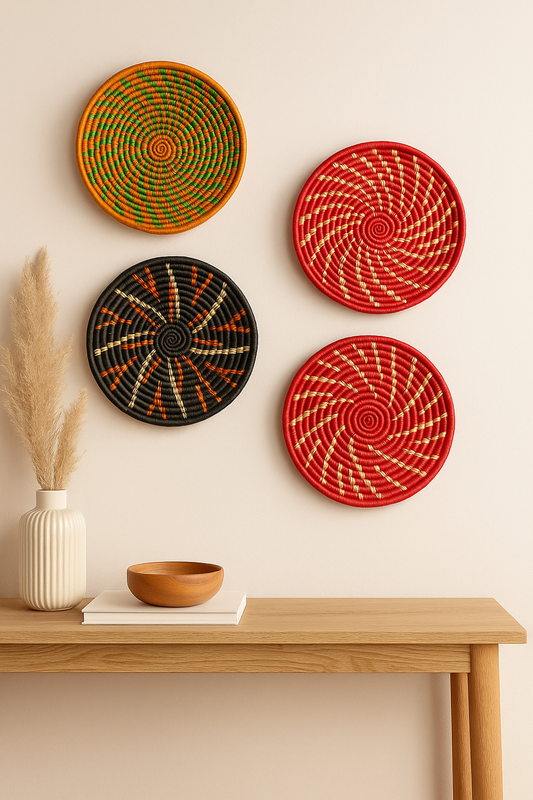 African Woven Wall Art Mats – Handmade Home Décor (3 pc set)